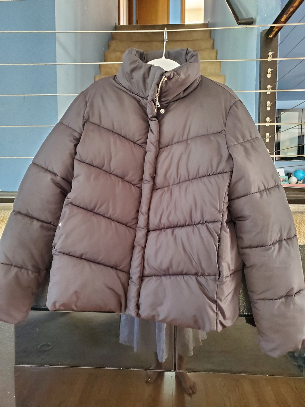 Express Women's Dark Charcoal Puffer Jacket